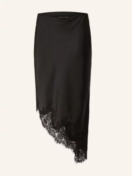 Neo Noir Satynowa Spódnica Fiora Z Koronką schwarz czarna