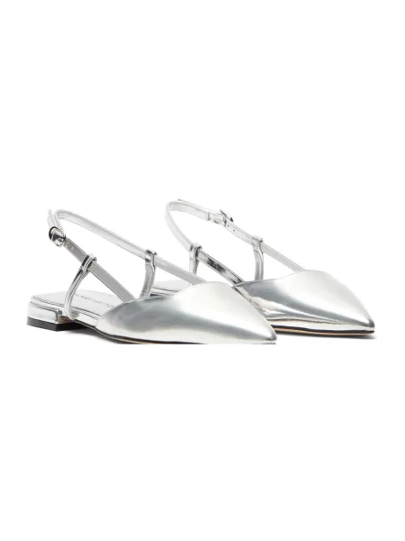 Balerinki Stuart Weitzman skórzane z otwartą piętą szare