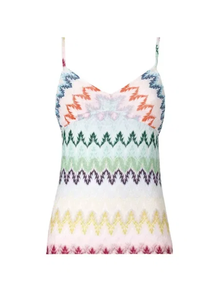 Top Missoni cu decolteu în V alb