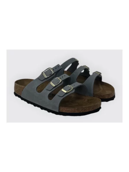 Klapki Birkenstock skórzane szare