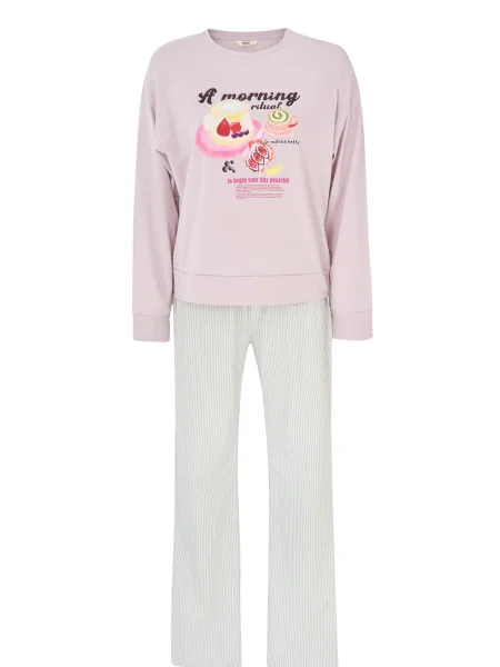 Dagi Pijama albastru / mov deschis / roșu cireș alb