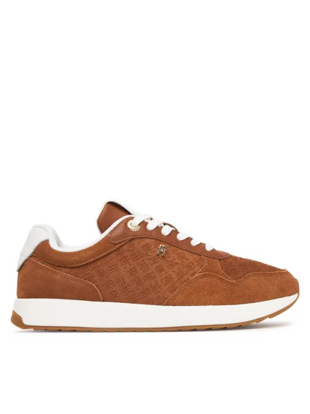 Sneakersy Tommy Hilfiger Th Runner Suede Monogram hnedá