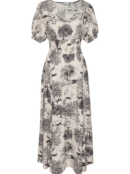 LASCANA Rochie de vară negru / lână alb