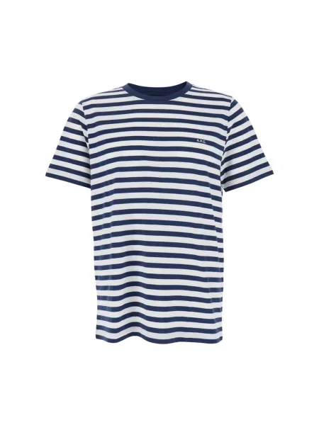 Koszulka A.p.c. w paski z logo niebieska