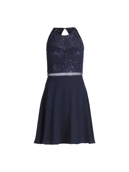 Sukienka koktajlowa Vera Mont szyfonowa niebieska