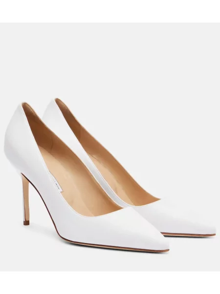 Pantofi cu toc Manolo Blahnik din piele alb