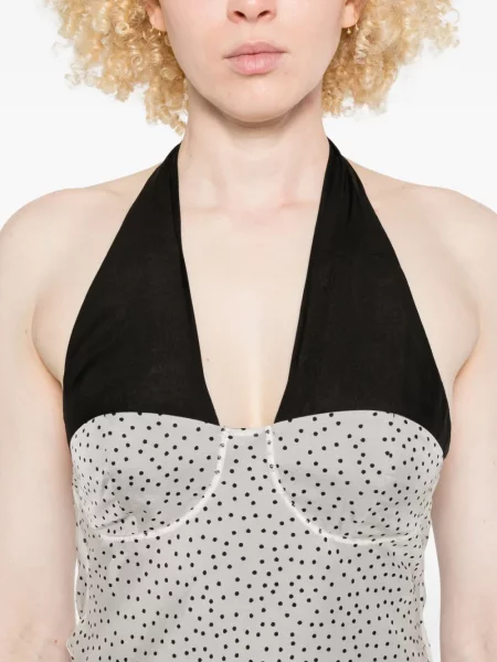 Rochie Sir cu buline de costum alb