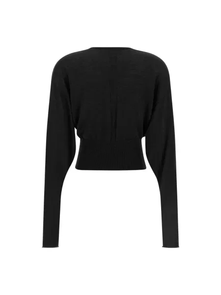 Sweter Rick Owens wełniany z dekoltem w serek czarny