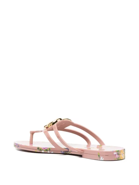 Șlapi Dolce & Gabbana cu model floral cu autograf roz