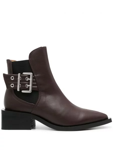 Botine Ganni din piele cu cataramă