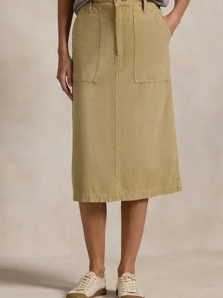 Спідниця Polo Ralph Lauren RICKY MD SK midi розкльошена бежевий