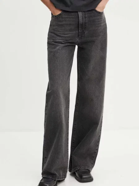 Дънки Levi's RIBCAGE WIDE LEG черно