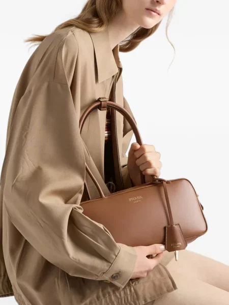 Top Prada din piele maro