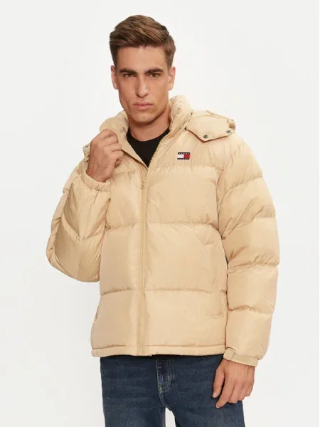 Пухено яке Tommy Jeans зимен модел бежово