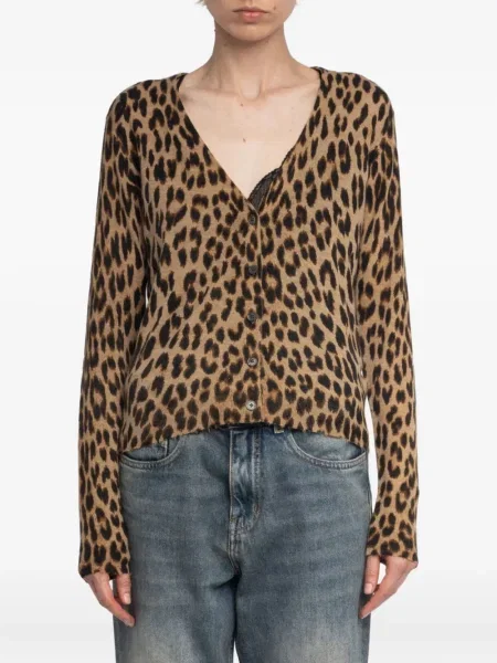 Cardigan Zadig&voltaire cu imagine cu model leopard maro