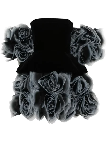 Rochie mini Ana Radu de catifea cu model floral de costum negru