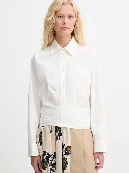 Košile Weekend Max Mara FRESCO relaxed s klasickým límcem béžová