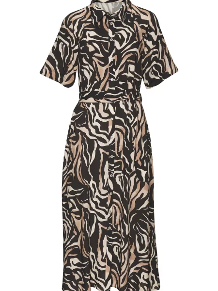 VIVANCE Rochie tip bluză bej / crem negru