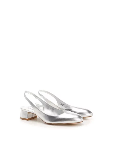 Czółenka Stuart Weitzman skórzana z otwartą piętą szara