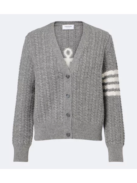Cardigan Thom Browne de lână gri