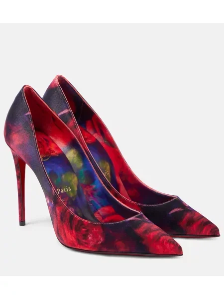 Pantofi cu toc Christian Louboutin din satin cu model floral