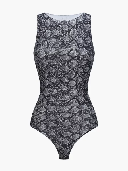 Cfab Alakformáló body Crew Neck Bodysuit String szürke / fekete fehér