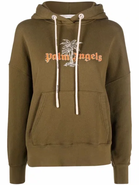 Hanorac cu glugă Palm Angels cu imagine verde