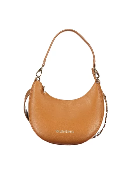 Lniana torebka Valentino Bags brązowa