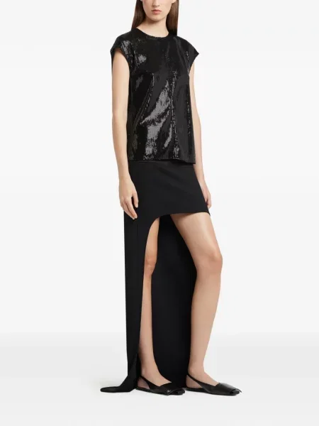 Krótka bluzka Courreges z cekinami czarna