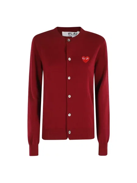 Kardigan Comme Des Garcons Play z okrągłym dekoltem czerwony
