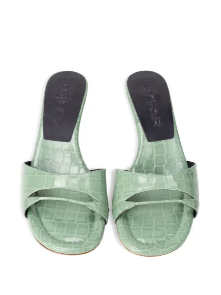 Papuci tip mules By Far slip-on verde