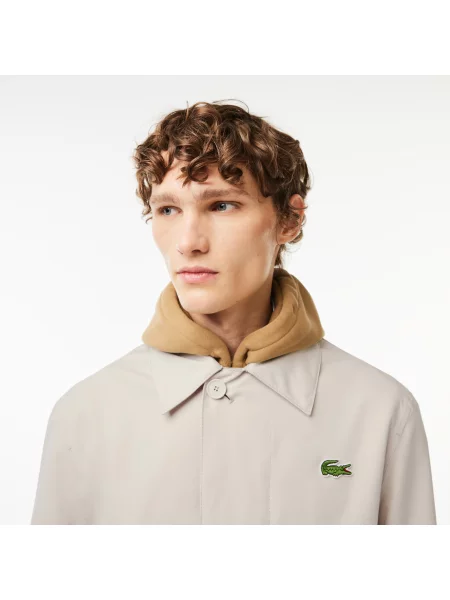 Lacoste Lekki Wodoodporny Płaszcz Przeciwdeszczowy Z Bawełny Twill szary