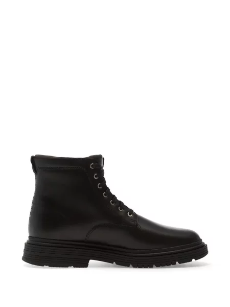 Impermeabil cizme scurte Clarks cu șireturi din piele negru