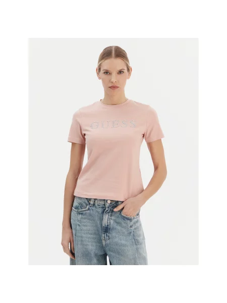 Guess Marškinėliai Regular Fit rožinė