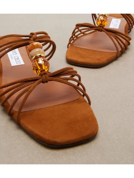 Sandali Jimmy Choo iz semiša kroglice rjava
