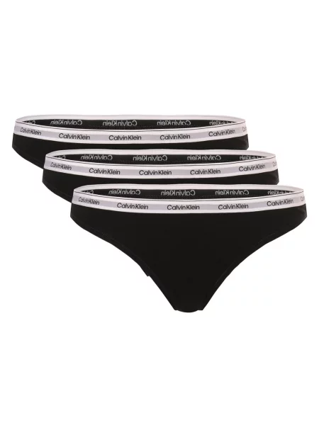 Stringi z elastycznym pasem w zestawie 3 szt. Calvin Klein czarne