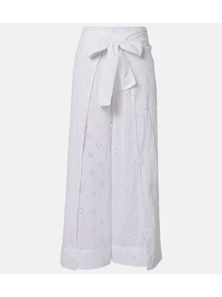 Pantaloni Polo Ralph Lauren cu broderie din poplin alb