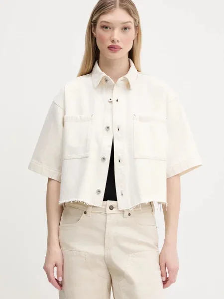 Hugo Blue cămașă jeans cu guler clasic relaxed bej