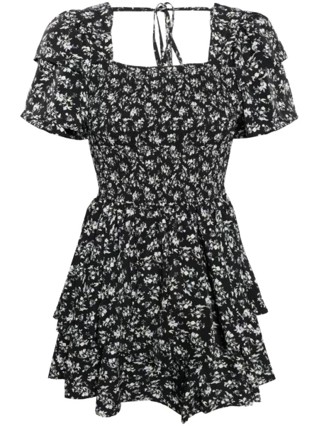 Rochie B+ab cu model floral cu imagine negru