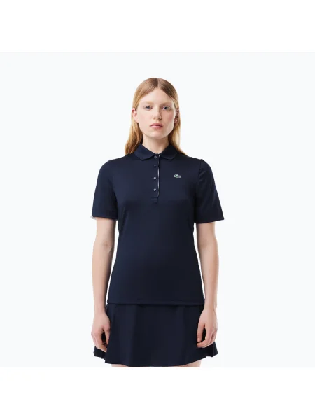 Дамска поло риза Lacoste тъмно синьо/бяло бяло