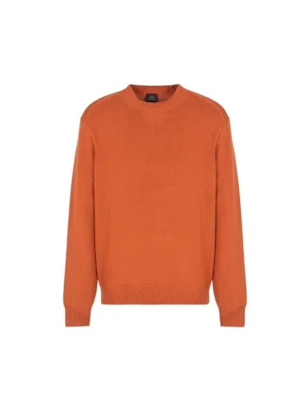 Sweter Armani Exchange z okrągłym dekoltem pomarańczowy