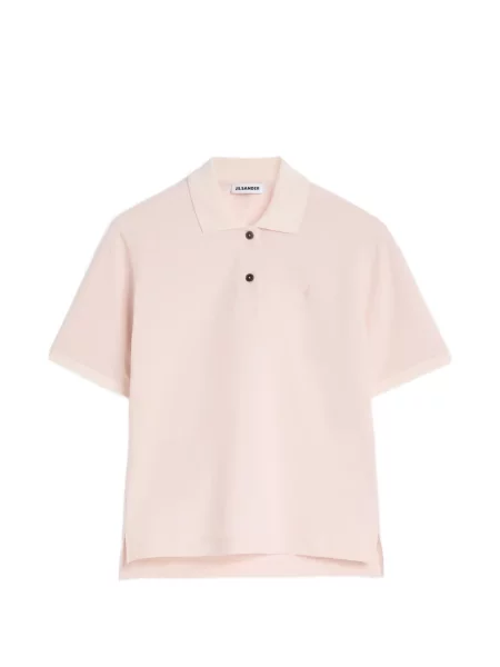Tricou polo Jil Sander cu broderie roz