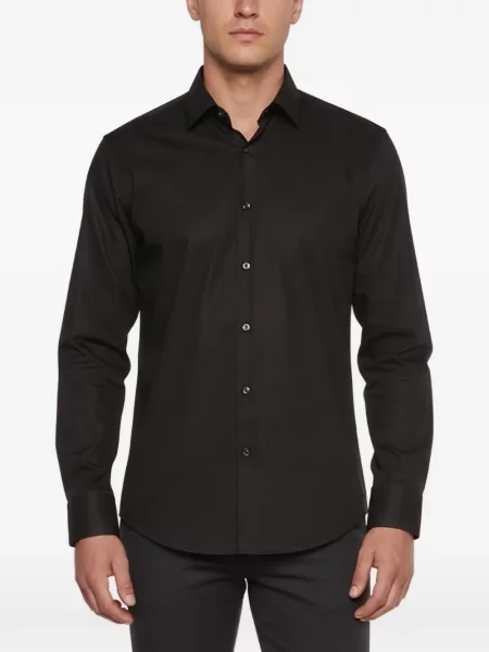 Cămașă Boss din poplin negru