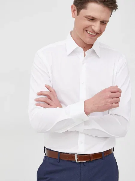 BOSS cămașă pentru bărbați de cu alb