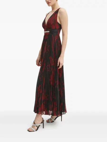 Rochie Marciano cu model floral plisată de costum negru