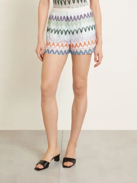 Missoni Szorty Z Dzianiny Z Brokatową Przędzą weiss pomarańczowe
