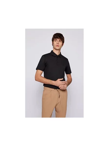 BOSS polo gładki czarny