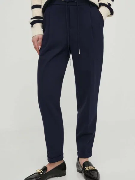 United Colors of Benetton pantaloni femei marin drept high waist albastru