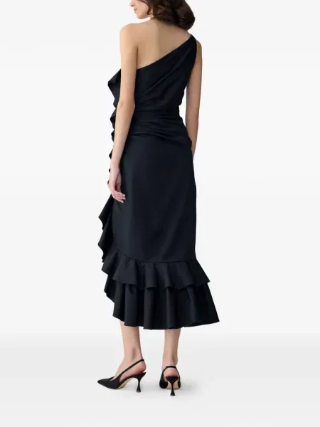 Ασύμμετρη κοστούμι μίντι φόρεμα Carolina Herrera με βολάν μαύρο