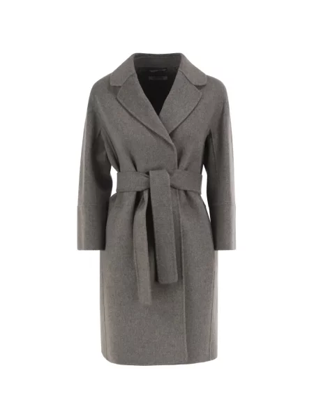 Cu centură palton 's Max Mara de lână gri